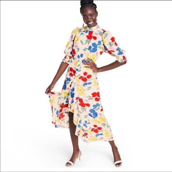 NWT Target x RIXO - Floral Mock Neck Ruffle Dress - Picture 1 of 6
